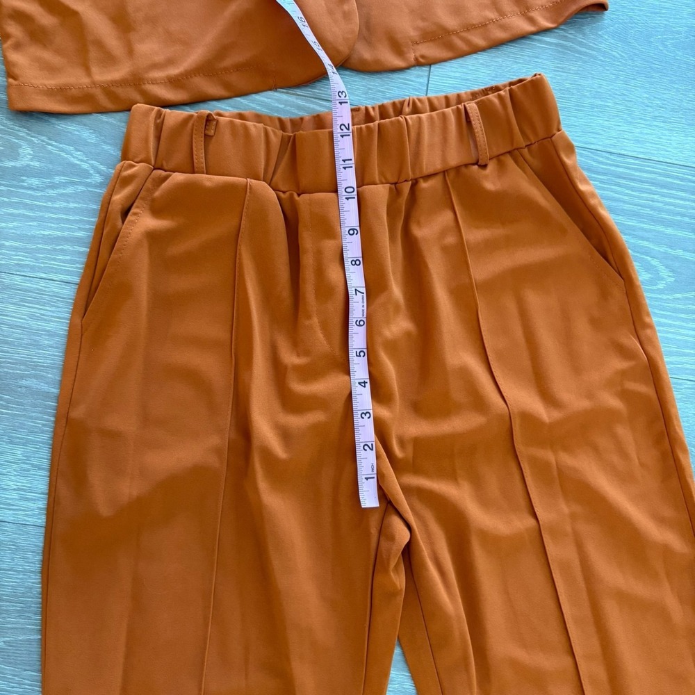 NWT Womens Burnt Orange 2-Piece Slim Fit Suit Blazer & Pants Size L - Picture 12 of 16